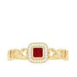 1.70 Carat Princess Ruby Gemstone Engagement Ring In Yellow Gold 