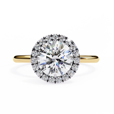 1.70 Carat Round Shape Halo Lab Diamond Engagement Ring In Yellow Gold