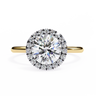 1.70 Carat Round Shape Halo Lab Diamond Engagement Ring In Yellow Gold