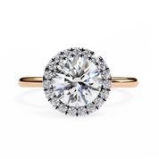 1.87 Carat Round Halo Lab Diamond Ring with Plain Band 18K Rose Gold Lab Diamond Engagement Rings