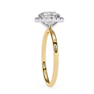 1.70 Carat Round Shape Halo Lab Diamond Engagement Ring In Yellow Gold