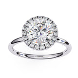 1.70 Carat Round Shape Halo Lab Diamond Engagement Ring In White Gold