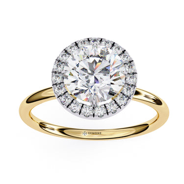 1.70 Carat Round Shape Halo Lab Diamond Engagement Ring In Yellow Gold