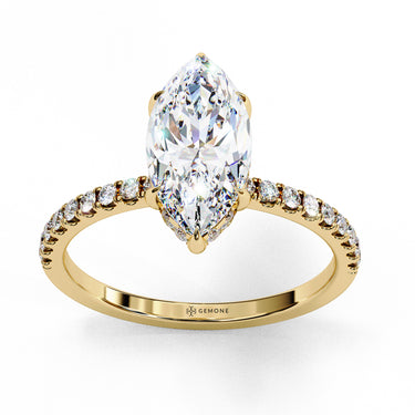 1.70 Ct Marquise Cut Hidden Halo Lab Diamond Engagement Ring In Yellow Gold