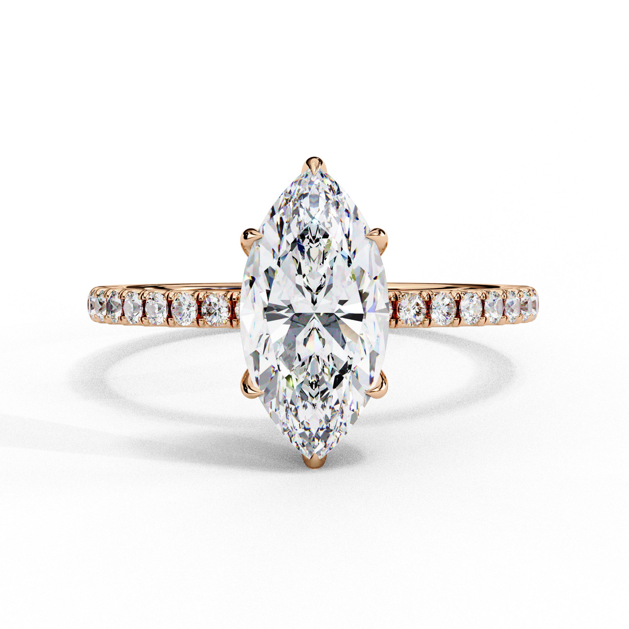 1.70 Ct Marquise Hidden Halo Lab Diamond Engagement Ring 18K Rose Gold