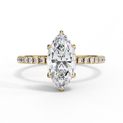 1.70 Ct Marquise Hidden Halo Lab Diamond Engagement Ring 18K Yellow Gold