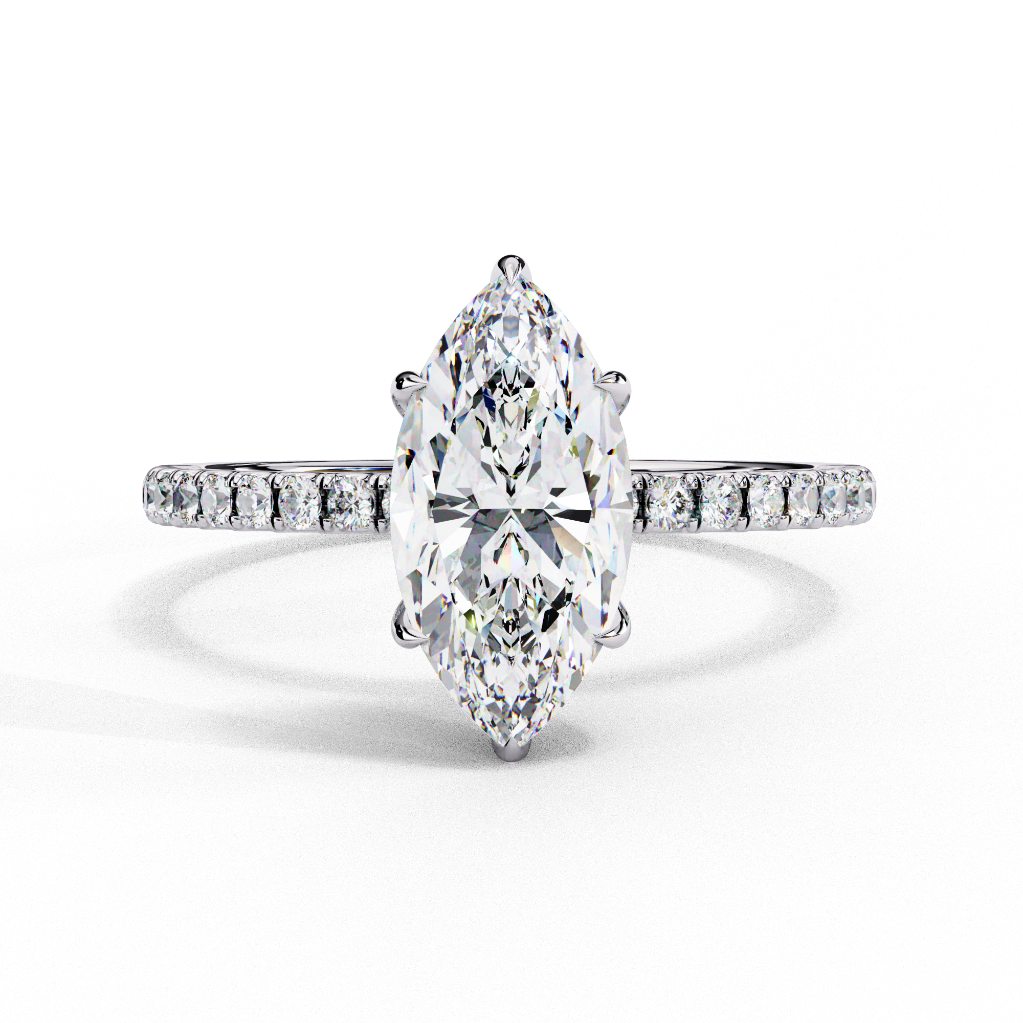 1.70 Ct Marquise Hidden Halo Lab Diamond Engagement Ring