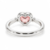 Back View Of 1.72 Carat Fancy Pink Heart Cut 3 Stone Diamond Ring