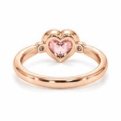 Back View Of 1.72 Carat Fancy Pink Heart Cut 3 Stone Diamond Ring