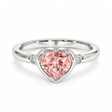1.72 Carat Fancy Pink Heart Cut 3 Stone Diamond Ring