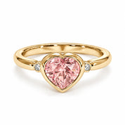 Front View Of 1.72 Carat Fancy Pink Heart Cut 3 Stone Diamond Ring