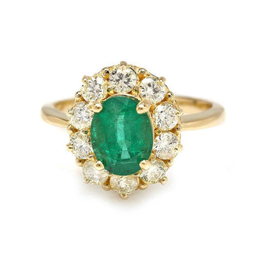 1.80 Carat Antique Emerald Diamond Ring