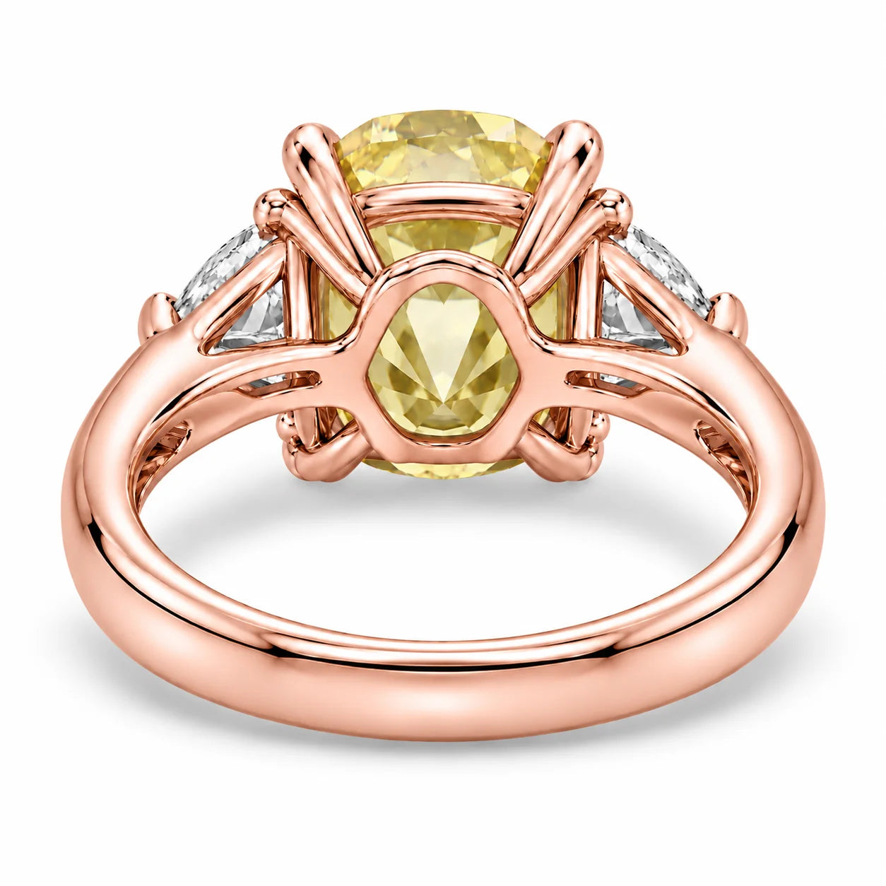 1.82 Carat Fancy Yellow Cushion Cut Three Stone Diamond Ring