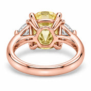 1.82 Carat Fancy Yellow Cushion Cut Three Stone Diamond Ring