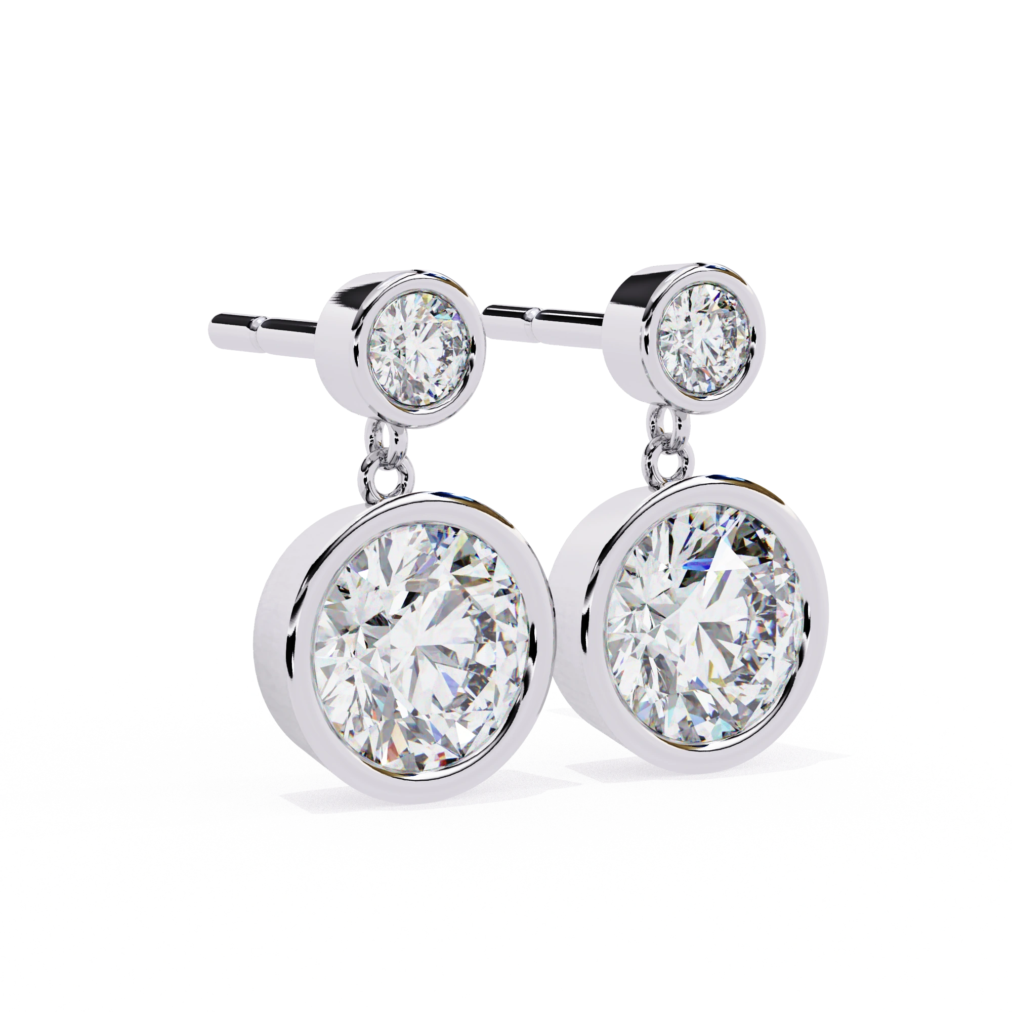 1.84 Carat Diamond Drop Earrings with Double Halo Design
