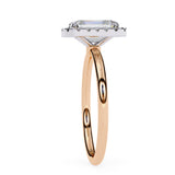 1.90 Carat Emerald Cut Halo Lab Diamond Engagement Ring In Rose Gold