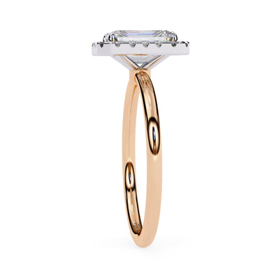 1.90 Carat Emerald Cut Halo Lab Diamond Engagement Ring In Rose Gold