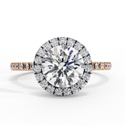 Round Claw Prong Lab Grown Diamond Ring For Women 18K Rose Gold Lab Diamond Engagement Rings