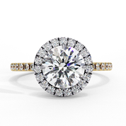 Round Claw Prong Lab Grown Diamond Ring For Women 18K Yellow Gold Lab Diamond Engagement Rings