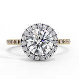 1.90 Carat Round Cut Halo Lab Diamond Engagement Ring In Yellow Gold