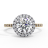 1.90 Carat Round Cut Halo Lab Diamond Engagement Ring In Yellow Gold