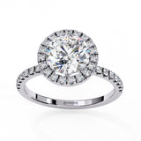 1.90 Carat Round Cut Halo Lab Diamond Engagement Ring In White Gold