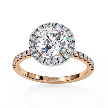 1.90 Carat Round Cut Halo Lab Diamond Engagement Ring In Rose Gold