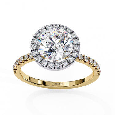 1.90 Carat Round Cut Halo Lab Diamond Engagement Ring In Yellow Gold