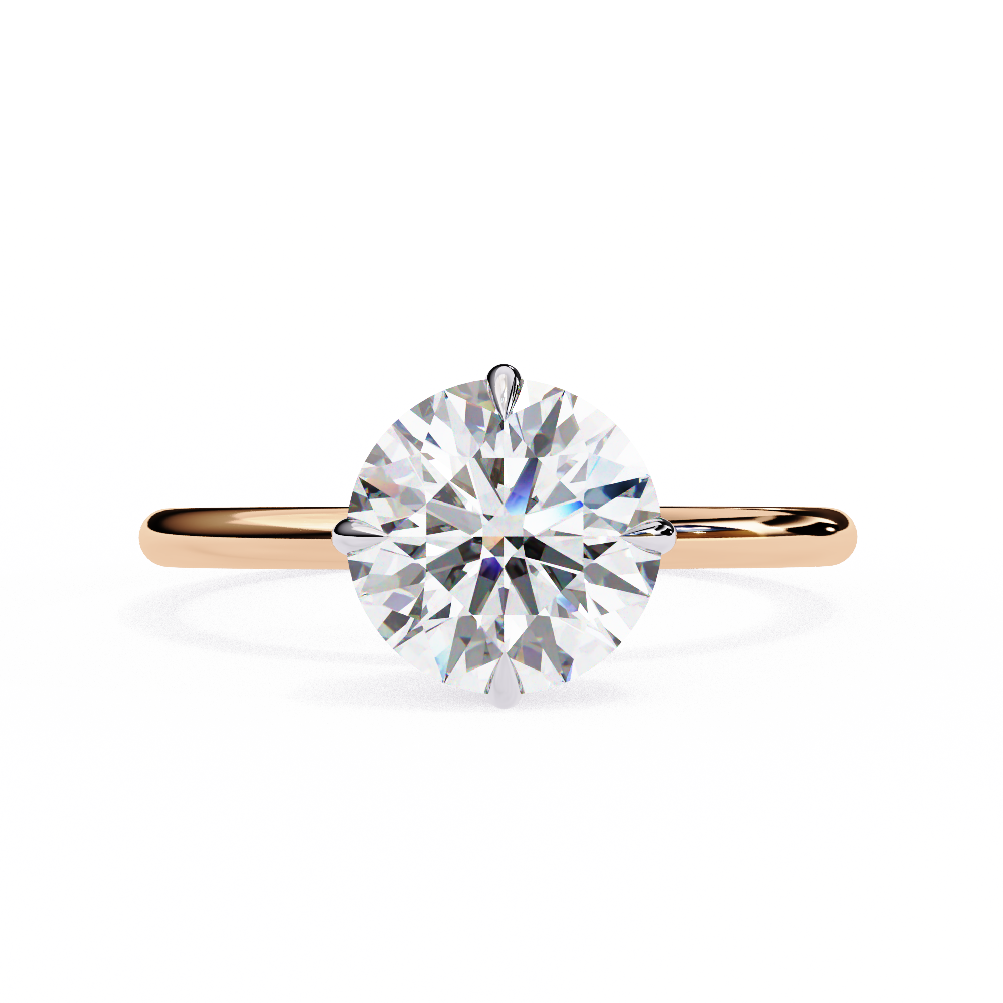 2 Ct Round Shape Solitaire Lab Diamond Engagement Ring 18K Rose Gold Lab Diamond Engagement Rings