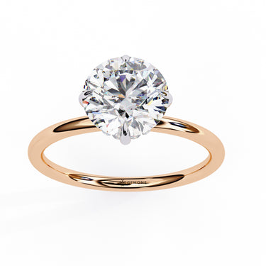 1.90 Ct Round Shape Six Prong Set Lab Diamond Engagement Ring In Rose Gold