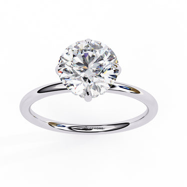 1.90 Ct Round Shape Six Prong Set Lab Diamond Engagement Ring In White Gold