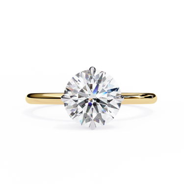 1.90 Ct Round Shape Six Prong Set Lab Diamond Engagement Ring In Yellow Gold