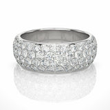 1.85 Ct Round Cut Pave Set Lab Diamond Wedding Band In White Gold