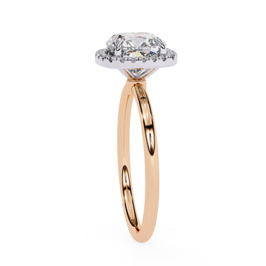 1.91 Carat Cushion Cut Halo Lab Diamond Engagement Ring In Rose Gold