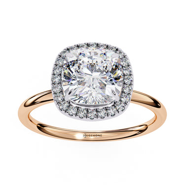 1.91 Carat Cushion Cut Halo Lab Diamond Engagement Ring In Rose Gold