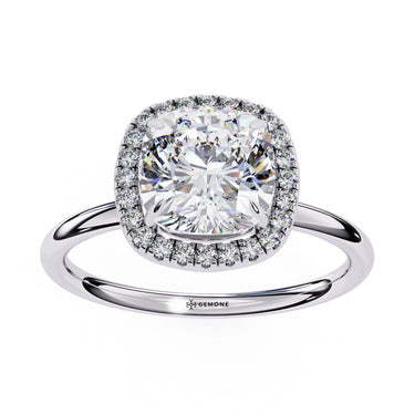 1.91 Carat Cushion Cut Halo Lab Diamond Engagement Ring In White Gold