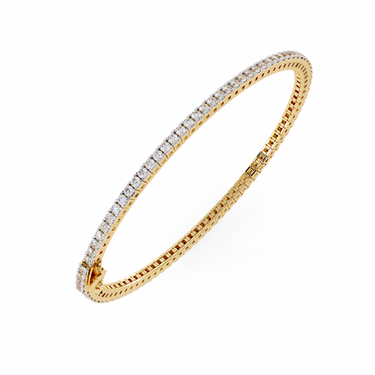 1.92 Carat Round Cut Diamond Tennis Bracelet In Yellow Gold