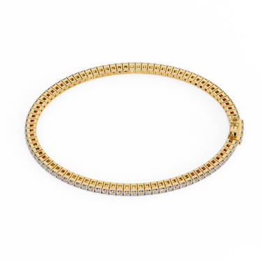 1.92 Carat Round Cut Diamond Tennis Bracelet In Yellow Gold