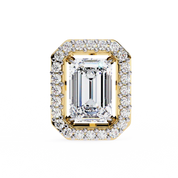 1.90 Carat Emerald Cut Diamond Halo Stud Earrings for Women