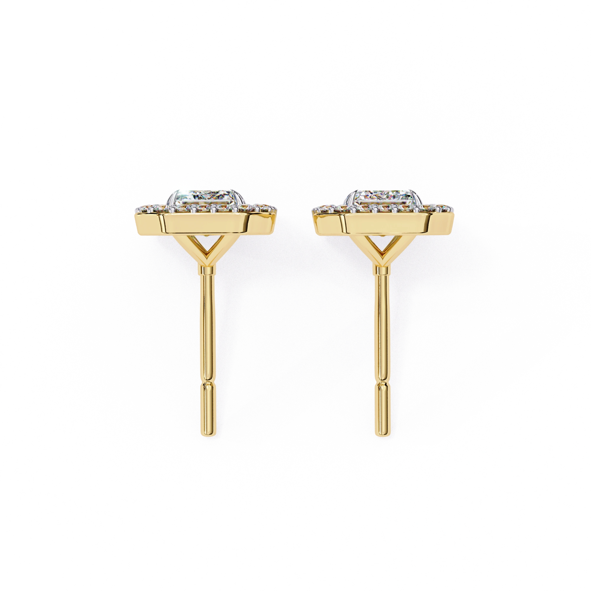 1.90 Carat Emerald Cut Diamond Halo Stud Earrings for Women