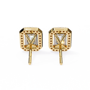1.90 Carat Emerald Cut Diamond Halo Stud Earrings for Women