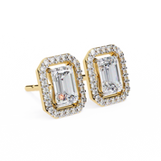 1.90 Carat Emerald Cut Diamond Halo Stud Earrings for Women