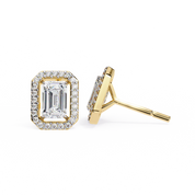 1.90 Carat Emerald Cut Diamond Halo Stud Earrings for Women