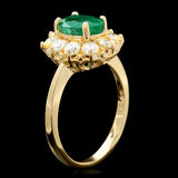 1.80 Carat Emerald Halo Prong Gemostone Ring