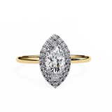 1 Carat Marquise Cut Halo Diamond Engagement Ring In Yellow Gold