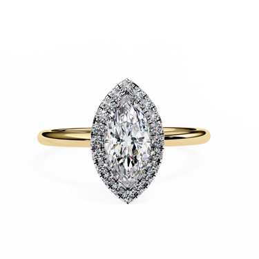 1 Carat Marquise Cut Halo Diamond Engagement Ring In Yellow Gold