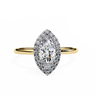 1 Carat Marquise Cut Halo Diamond Engagement Ring In Yellow Gold