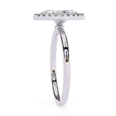 1 Carat Marquise Cut Halo Diamond Engagement Ring In White Gold