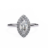 1 Carat Marquise Cut Halo Diamond Engagement Ring In White Gold