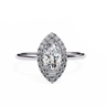 1 Carat Marquise Cut Halo Diamond Engagement Ring In White Gold